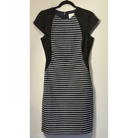 J. Crew Suiting Size 2 Navy White Striped Tweed Fully Lined Professional Dress - Picture 1 of 7